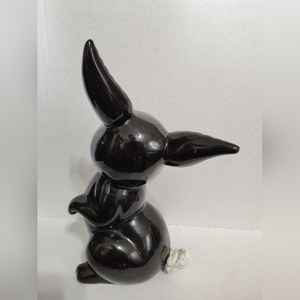 Vintage Redware Pottery‎ Anthropomorphic Black Rabbit Statue  15" Tall Easter - Picture 9 of 11